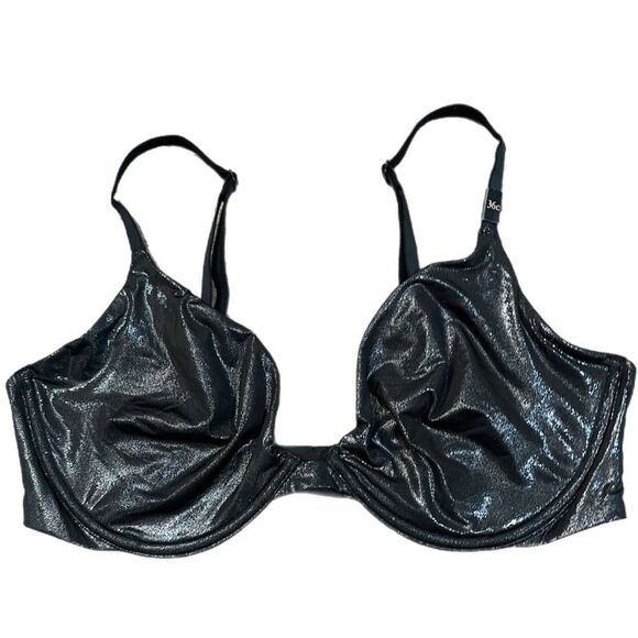 Victorias Secret Body Supersoft Metallic Unlined Plunge bra dark gray 36C - Picture 1 of 4